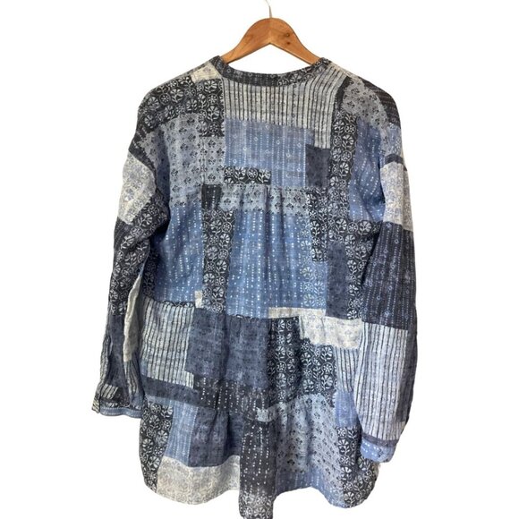 Pilcro Anthropologie Colorblock Patchwork Tunic Top Blue Long Sleeve S - Picture 3 of 3